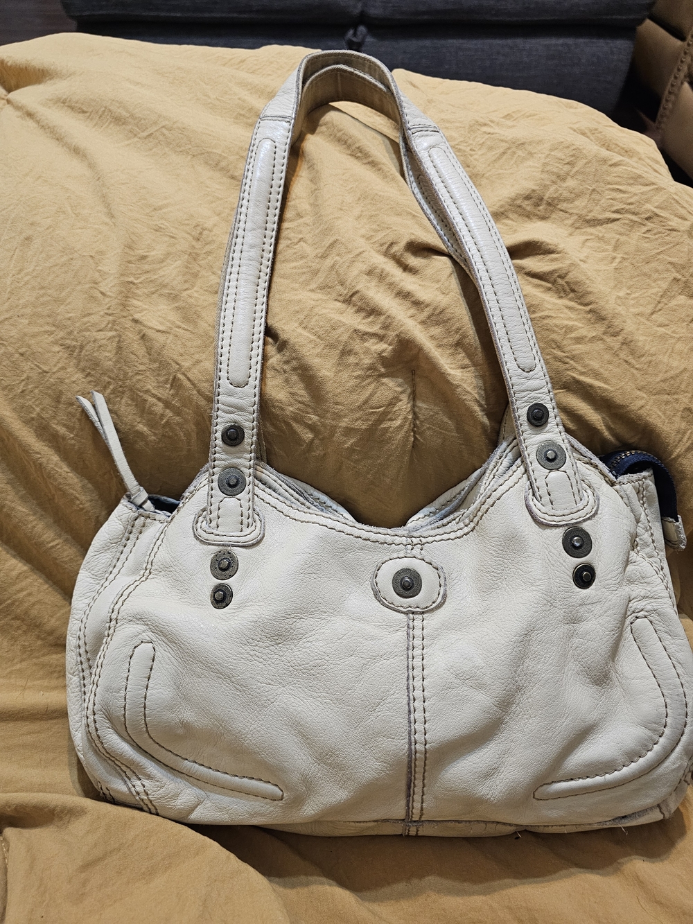 SOFT and roomy Lucky Brand Vintage Inspired Cream/Ivory Soft Leather Hobo Bag